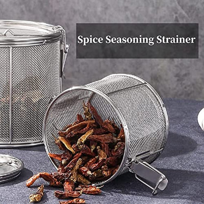 Watris Veiyi Seasoning Strainer with Chain Hook for Home Restaurant | 10*10cm, Stainless Steel Cooking Spice Filter with Chain Hook, Soup Seasonings Seperation Basket Filter