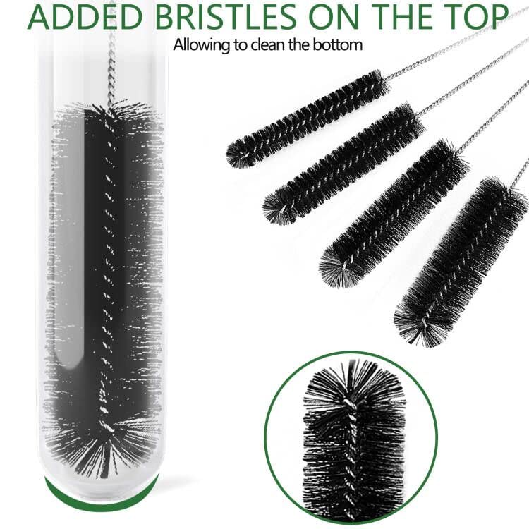 CiaraQ Bottle Cleaning Brushes, 9.8 Inch Nylon Tube Brush Set | Black Cleaner for Narrow Neck Bottles Cups with Hook, Set of 10pcs - color: Black, size: 9.8 Inch (10pcs)