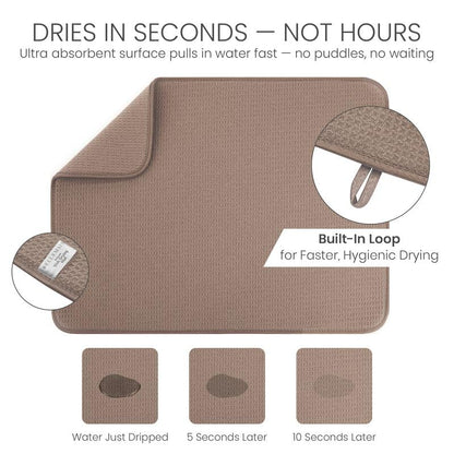 Bellemain XL Dish Mat 24" x 17" ( LARGEST MAT ) Microfiber Dish Drying Mat , Super absorbent ( Mocha ) - color: Mocha, size: 17" x 24"
