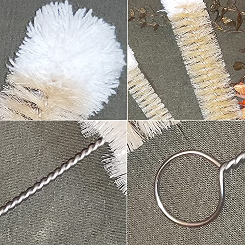 NewFerU Stainless Steel Soda Bottle Cleaning Brush Set in Natural Boar Bristle Wool Tip Long Handle, Flexible Bendable Thick Wire Cleaner for Narrow Neck Water Baby Bottles Straw Pipe Tube Flask (3) - color: 3