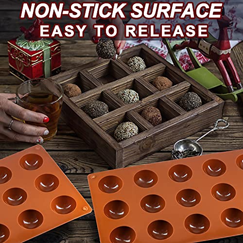 Lerykin Small 15-Cavity Semi Sphere Silicone Molds Non-Stick,2 Packs Half Sphere Silicone Baking Molds for Making Jelly, Chocolates and Cake - color: 15 Small ( 2 Pack )