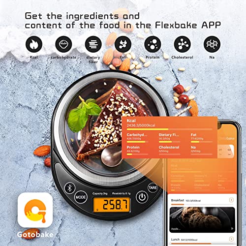 UNIWEIGH Smart Digital Food Scale Grams and Ounces Kitchen Scale 0.1g/3kg | Scale with Nutritional Calculator,Food Weight Scale for Weight Loss,Keto, Macro,Calorie,Meal Prep,6 units,LCD display