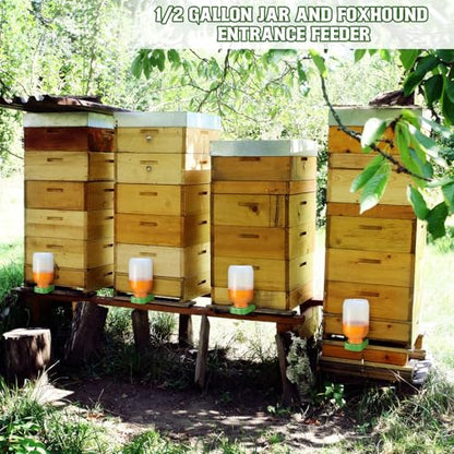 LemonRoad 4 Pcs Honey Bee Feeder for Beekeeping Beehive Entrance Feeder Watering Station with Extra Large Half Gallon Bottle Beekeeping Supplies for Outside Garden Feeding Sugar Syrup