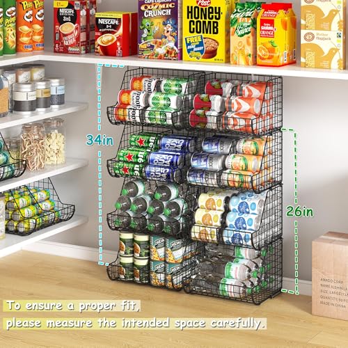 Stacking Can Dispensers 3 Tier with 3 Divider, Large Pantry Can Organizer, Beverage Drink Pop Soda Can Storage Basket, Can Holders for Pantry, Canned Food Rack Wire Bins for Kitchen Cabinet (3-Pack) - size: 3-Pack