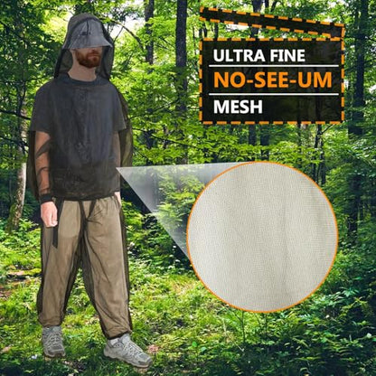 Mosquito Suit Net Bug Mesh Pants Jacket with Hood From Bugs Whole Body Proof Clothing for Outdoor Protection - size: L/XL(180-190CM)