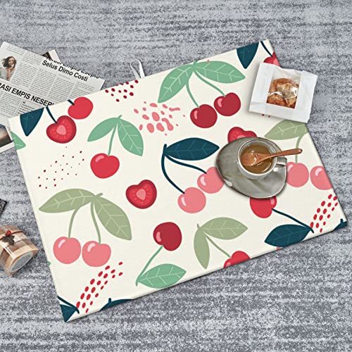 Large Dish Drying Mats For Kitchen Counter Microfiber Kitchen Drying Mat XL Draining Pad Absorbent Quick Drying Dish Mat 18x24 Inch - Cherry - color: Cherry