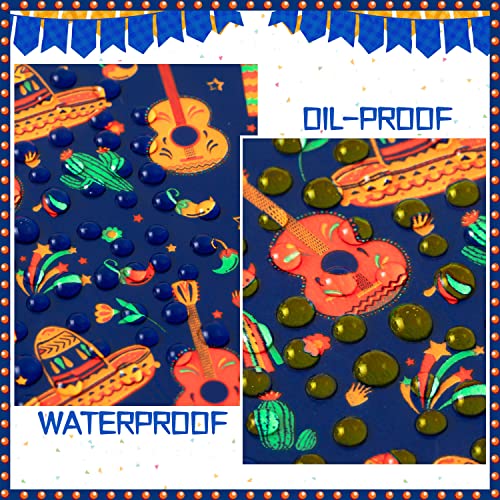 100 Pcs Fiesta Wax Paper for Food, Cinco De Mayo Wax Paper Sheets Deli Paper Sandwich Wrap Candy Wraps, Waterproof Oil-proof Picnic Basket Liners with Guitar Pattern for Kitchen Handmade Food(Blue) - color: Fiesta-blue