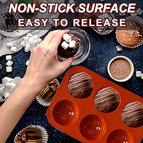 Lerykin 6 Holes Medium Semi Sphere Silicone Molds, 2 Packs Half Sphere Silicone Baking Molds for Making Chocolate, Cake, Jelly, Dome Mousse - color: 6 Medium ( 2 Pack )