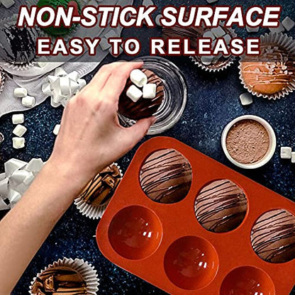 Lerykin 6 Holes Medium Semi Sphere Silicone Molds, 3 Packs Half Sphere Silicone Baking Molds for Making Chocolate, Cake, Jelly, Dome Mousse - color: 6 Medium ( 3 Pack )