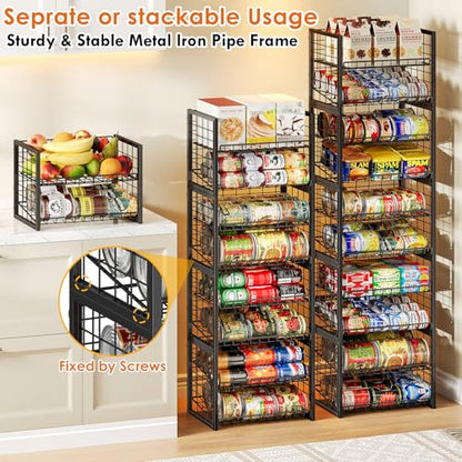 X-cosrack 2 Packs Stackable Can Rack Organizer for Pantry, 2-Tier Sturdy Adjustable Pantry Can Storage Organizer for Canned Food Can Goods, Kitchen Can Dispenser Holder for Soda Drinks Snack, Black - size: 2 Tier -2 Packs