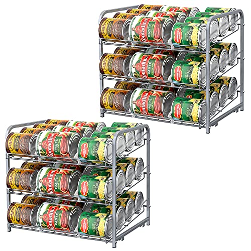 BTY Can Organizer for Pantry Stackable 2 Pack, Can Storage Organizer Rack Stacking Can Dispensers Small Space Holds up to 36 Cans for Pantry, Kitchen, Cabinet- Silver - color: Silver