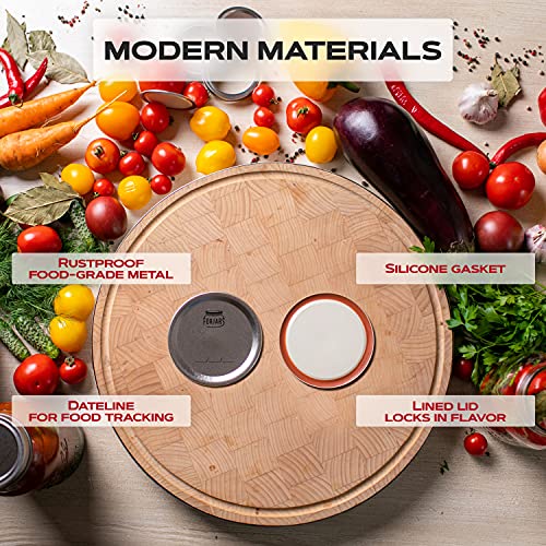 FORJARS - Canning Lids Regular Mouth, 100-Pack – Create Airtight Seals on Mason Jars to Preserve Food for Meal Prep & Food Storage – 2.7 In. Steel Lids with Silicone Seals – Canning Supplies - style: 100-Pack
