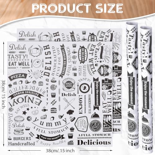 Ireer 400 Pcs Deli Wax Paper Sheets 15 x 15 Inch Large Newsprint Sandwich Paper Wraps Greaseproof Food Basket Liners Newspaper Wrapping for Spring Summer Picnic Burger Bread BBQ Party (White Black) - color: White Black
