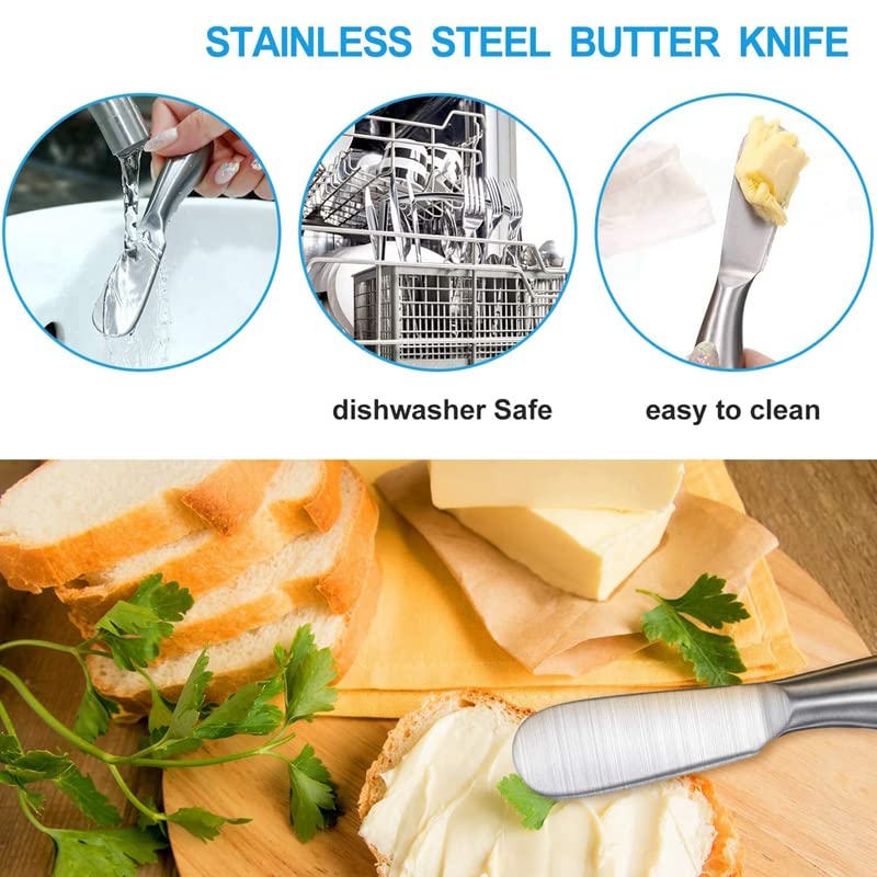 Spreader Knife Set,4-Piece Cheese and Butter Spreader Knives, Stainless Steel, Gifts for Father's Day/Chris (4 Silver Round Cheese Knife Set) - color: 4 Silver Round Cheese Knife Set