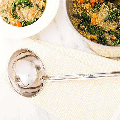 Restaurantware Met Lux 16 Ounce Serving Ladle, 1 With Hook Handle Soup Ladle - Dishwasher-Safe, Corrosion-Resistant, Stainless Steel, For Stirring, Pouring, & Serving - size: 16 oz