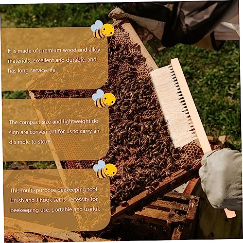 BESPORTBLE Bee Hive Brush Tool Bee Brush j Hook Scraper Beekeeping Tools Set Lightweight Portable for Beekeepers