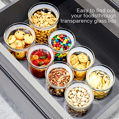 ZENS 17oz Glass Food Storage Jars Set of 6, Clear Glass Canisters Set with Airtight Lids, Small Storge Container jar for Kitchen Spice, Sugar Container, Blooming Tea, Snacks - size: 5-20oz 6Pack