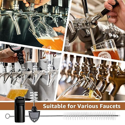 Beer Tap Plug Brush Beer Faucet Cap, 5pcs Beer Tap Plugs & 5pcs Rubber Draft Beer Faucet Covers & 1pcs Long Cleaning Draft Beer Plugs Tap Brush for Most Standard American Beer Faucets - size: 11 PCS