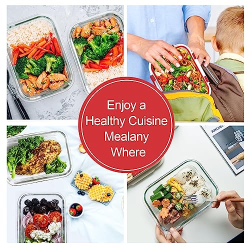 VERONES 10 Pack 22 OZ Glass Meal Prep Containers, Airtight Glass Lunch Containers Set, Glass Food Storage Containers with Lids,Exclusive of BPA, for Microwave, Oven, Freezer & Dishwasher Friendly,Red - color: Red