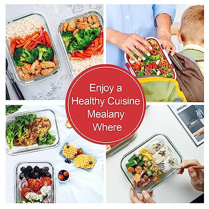 VERONES 10 Pack 22 OZ Glass Meal Prep Containers, Airtight Glass Lunch Containers Set, Glass Food Storage Containers with Lids,Exclusive of BPA, for Microwave, Oven, Freezer & Dishwasher Friendly,Red - color: Red