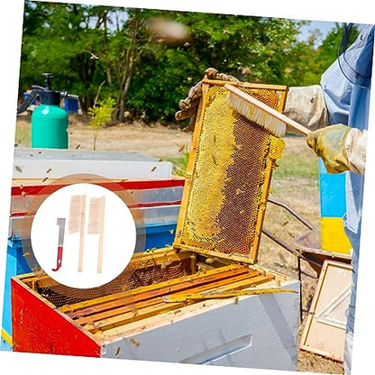 Sosoport Bee Hive Brush Tool Beekeeping Supply Soft Bristles j Hook for Beehive Frame
