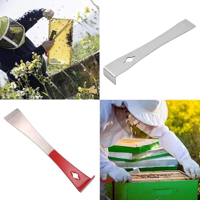 2 Pack Flat Pry Bar Crowbar Hive Scraper Tools Stainless Steel Bee Hive Hand Tool Prybar Utility Claw Bar for Prying Lifting Scraping Pulling Woodworking Beehives Beekeepers Painters Remolding