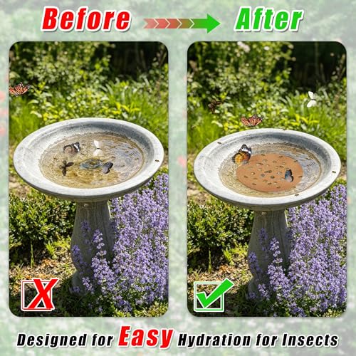 2 Pcs Floating Bee Island for Garden Pond Farm Fountain Cork Bee Watering Station Butterfly&Bee Waterer Feeding Cups for Bees Insect Outdoor Garden Decor Eco-Friendly