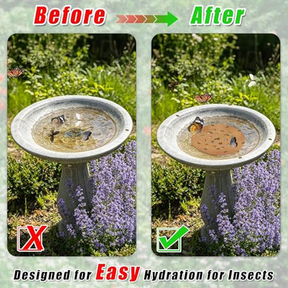 2 Pcs Floating Bee Island for Garden Pond Farm Fountain Cork Bee Watering Station Butterfly&Bee Waterer Feeding Cups for Bees Insect Outdoor Garden Decor Eco-Friendly