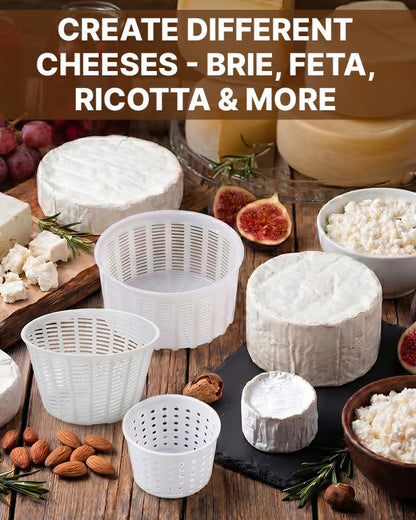 7 items Cheese making kit | Variouse cheese molds 0.25-0.6 kg for soft cheeses (7). Cheesemaking from Cow and Goat Milk. Cheese making supplies - size: Set of 7