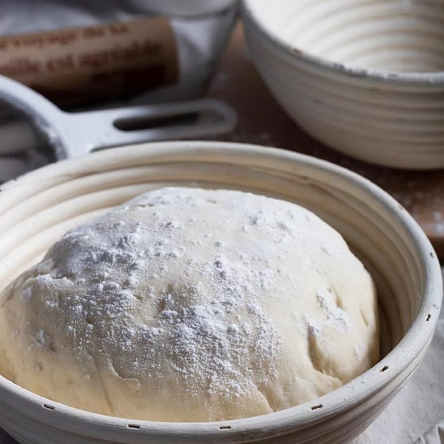 Dimpola Banneton Bread Proofing Basket Banneton Basket Set Sourdough Proofing Basket Round Proofing Bowls Handmade Rattan Baskets and Liners (2 Round 9 inch Baking Set) - style: 2 Round 9 inch Baking Set