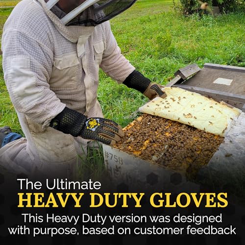 Heavy Duty Beekeeping Gloves,Extended Cuff, 5mm Cowhide with Patented Ventilation Beekeeping Supplies - color: Brown, size: Medium