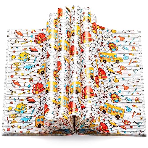 100Pcs Back to School Wax Paper Sheets for Food, Wax Paper for Food Sandwich Wrap Paper Deli Wraps, Waterproof Oil-proof Picnic Basket Liners with Bag Pattern for Kitchen Handmade Food - color: Back to School
