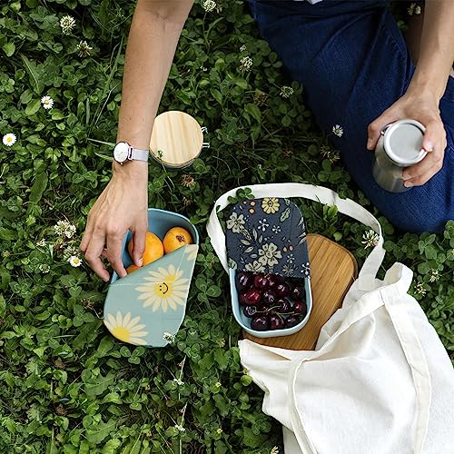 Pack of 3 Food Wraps with Flower Print. Washable Reusable Food Wrap for Sandwiches, Dough Covering. Organic Wraps for Food Reusable