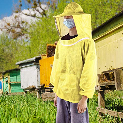 Beekeeping Jacket, Bee Suit Bee Jacket with Veil Professional Ventilated Beekeeper Suit Beekeeping Tools (Yellow) - color: Yellow