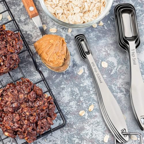 FANGSUN Narrow Measuring Spoons Set of 10, Heavy-Duty Stainless Steel Measuring Spoons with Long Handles & Engraved Measurements, Fits in Spice Jars, for Baking & Cooking - style: Spoons - Set of 10
