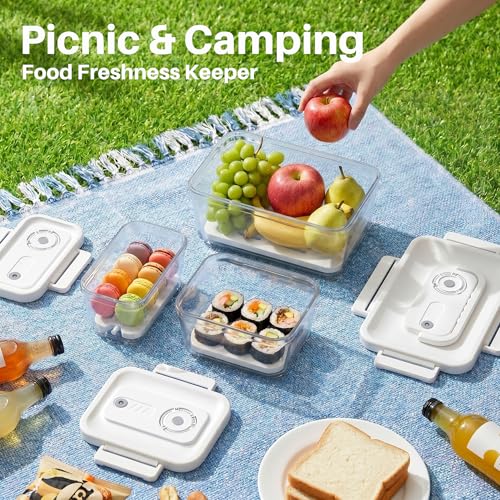Food Storage Containers with Lids Airtight Set, BPA Free, Portable Vacuum Container Set with Ice Packs for Lunch Boxes & Coolers - Freezer Packs for Kitchen, Fridge, Camping, Picnic