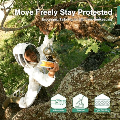 Beekeeping Suit for Men & Women – Full Body Sting Resistant Bee Suit with Detachable Veil, Breathable Cotton Blend & Goatskin Gloves for Beekeeping and Honey Harvesting (XL-5'7"-5'11") - size: XL for 5'7"-5'11"