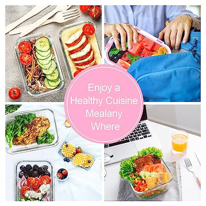 VERONES 10Pack Glass Meal Prep Containers, Airtight Glass Lunch Containers,Stackable Food Storage Containers Set with Lids,Exclusive of BPA, for Microwave,Oven, Freezer&Dishwasher Friendly,Pink - color: Pink