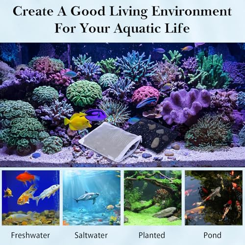 20PCS 7.9 X 5.8 Inch Aquarium Filter Media Bag Extra Fine 100μm Reusable Aquarium Mesh Bags with Zipper, White & Black Filter Mesh Bag for Fish Tank Activated Carbon, Ceramic Rings