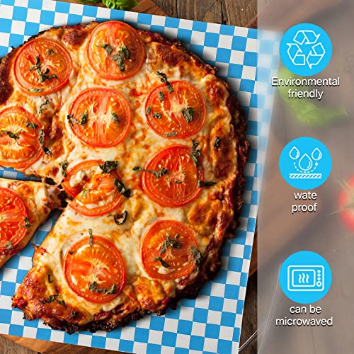 Spakon 1000 Sheets Wax Deli Paper Sheets for Food 12 x 12 Inch Checkered Dry Waxed Deli Basket Liners for Sandwich Wrapping, Food Basket Liners, Picnic party(Blue-white) - color: Blue-White