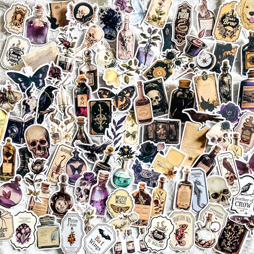 Vintage Medieval Apothecary Potion Labels Stickers - 100 Pcs Gothic Dark Dark Academia & Witchcraft Halloween Decor Stickers for Scrapbook,Journals,Water Bottle, Laptop - color: Apothecary Potion