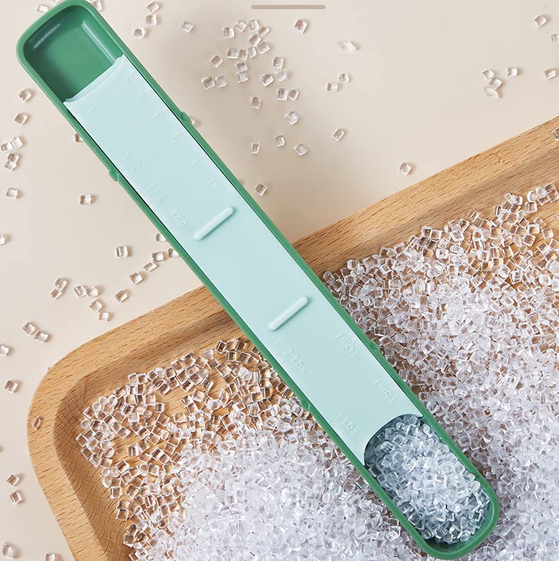 11-Pc Measuring Cups and Spoons Set, Stackable with Lids, Green | 1 adjustable spoon and 1 lid, 9 stackable cups and spoons, BPA-free and dishwasher safe, perfect for cooking and baking - color: 11 Piece - Green