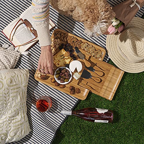 Twine Four Piece Bamboo Knife Set Wood Cheese Boards, Natural,10162 - style: Squared Cheese Board