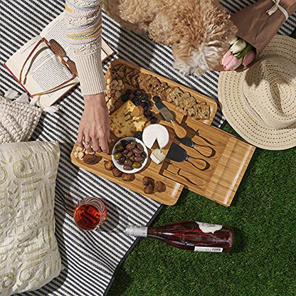 Twine Four Piece Bamboo Knife Set Wood Cheese Boards, Natural,10162 - style: Squared Cheese Board