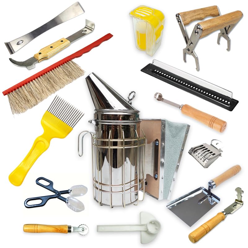 Beekeeping Starter Kit - 15-Piece Tool Set for Beekeepers | 15 Tools Included, Beginner Friendly