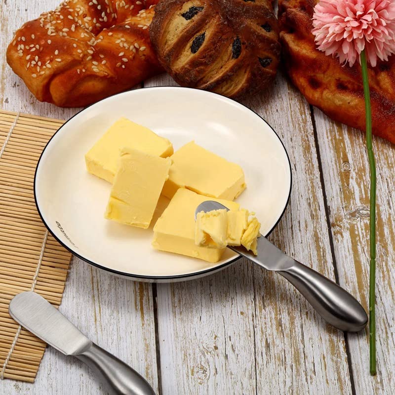 Spreader Knife Set,4-Piece Cheese and Butter Spreader Knives, Stainless Steel, Gifts for Father's Day/Chris (4 Silver Round Cheese Knife Set) - color: 4 Silver Round Cheese Knife Set