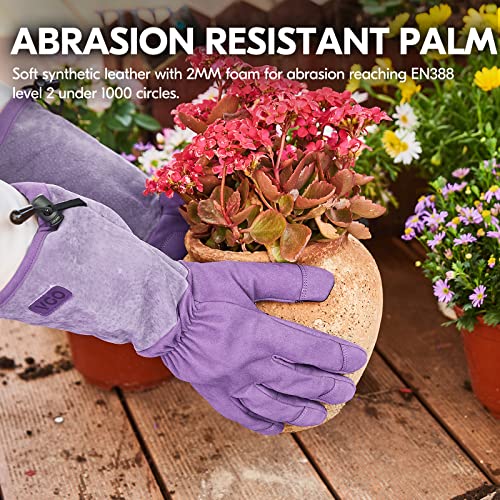 Vgo... Ladies' Synthetic Leather Extended Pig Split Leather Cuff Rose Pruning Thorn Proof Garden Gloves (Size L, Purple,SL6592W) - color: 1 Pair - Purple, size: Women's Large