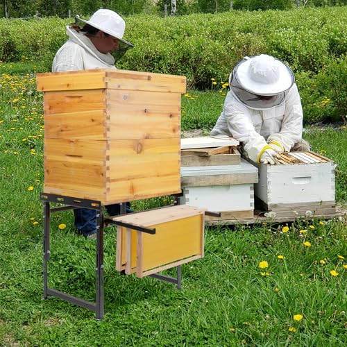 Upgrade Metal Hive Stand, Beehive Stand(Patent Pending) | Adjustable Height 15.5” - 21” & Width 15.5” - 25”, UV Resistant & Easy to Upgrade, Assemble Bee Stand for Beekeeping