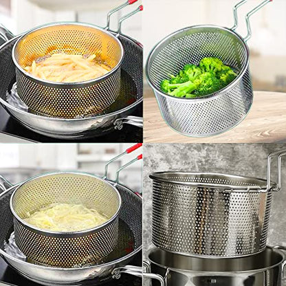 Tenta Kitchen 18/8(304) Stainless Steel Large Fine Mesh Strainer Micro-Perforated Flat Buttom Colander Stainless Steel Punched - Designed for Chef Commercial and Your Home 7.1 Inch/18 cm Diameter