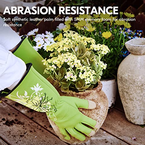 Vgo... 1-Pair Ladies' Synthetic Leather Gardening Gloves, Long Sleeves Gauntlet, Breathable & Grip Work Gloves, High Dexterity, Washable (Size S, Green, SL7445) - color: 1 Pair - Light Green, size: Women's Small